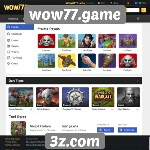 Análise da interface do usuário no site wow77.game
